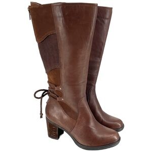 Like New Earth Miles Tall Boot, Block Heel, Almond Toe, Bark, Size 7M